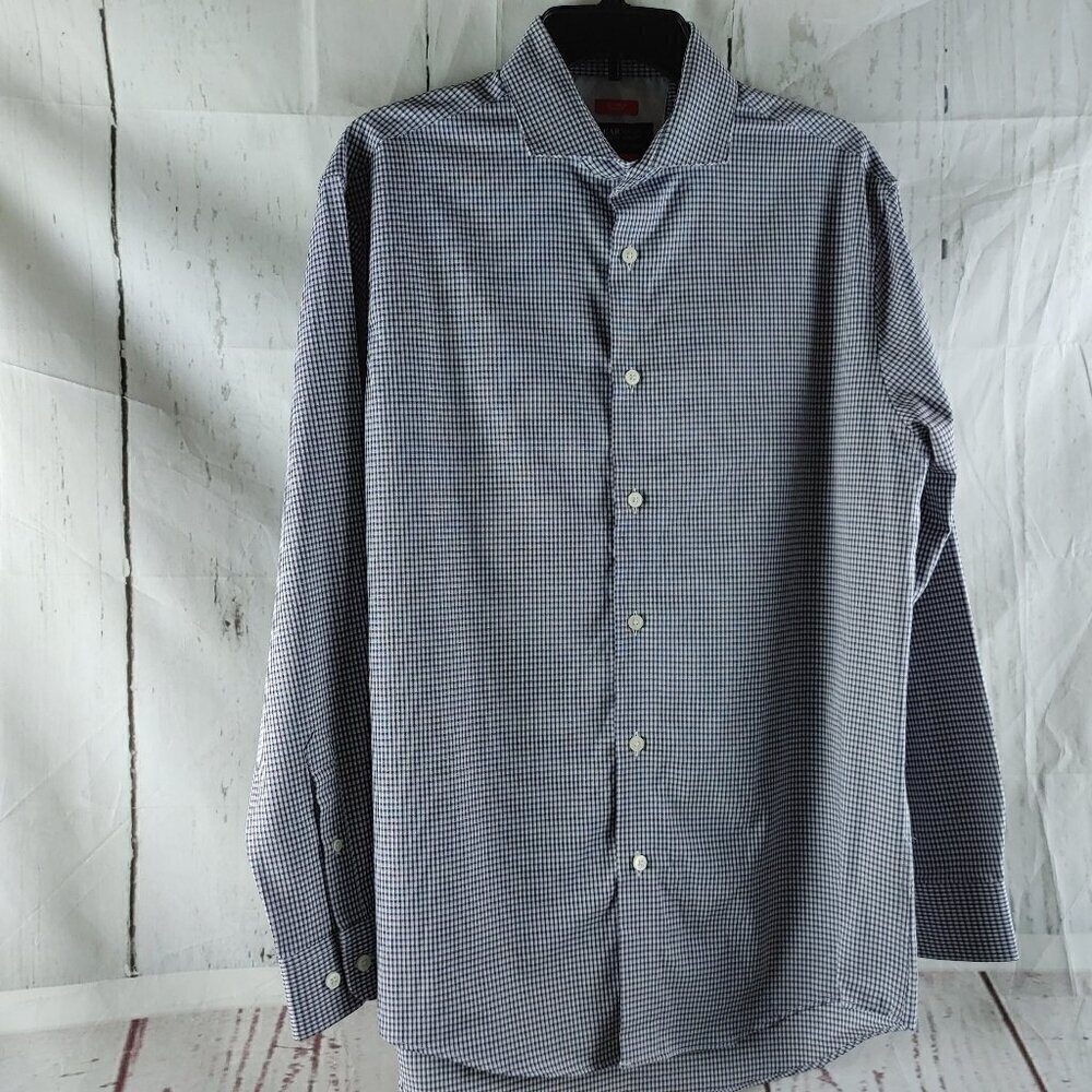 Kenneth Cole Awareness Slim Fit Non Iron Multi Check Size 16 32/33 Dress Shirt